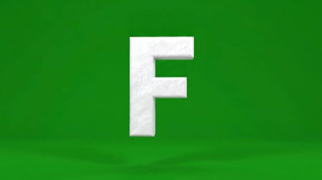 A video showcasing a large white letter F on a green background for corporate branding and marketing purposes
