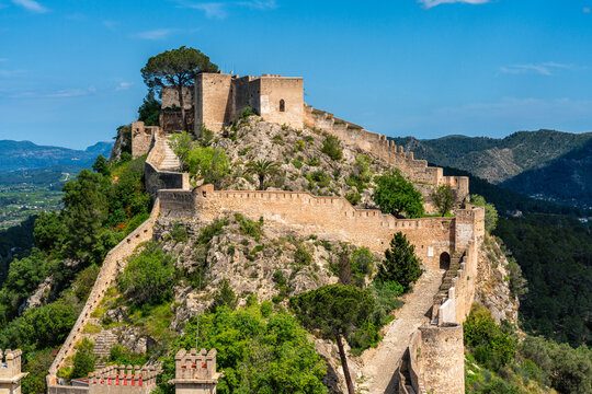 Scenographic view in the marvelous Xativa Castle, Province of Valencia, Spain.