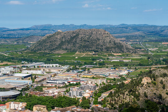 Panoramic view from the marvelous Xativa Castle, Province of Valencia, Spain.