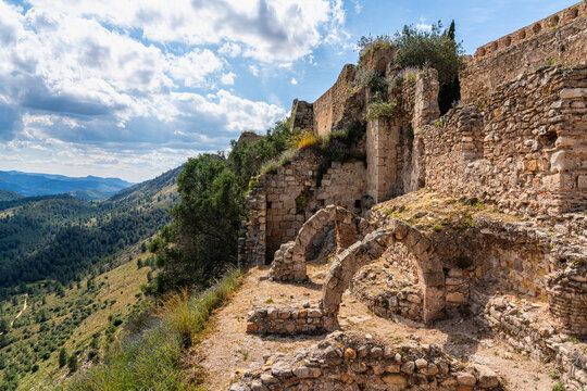 Scenographic view in the marvelous Xativa Castle, Province of Valencia, Spain.