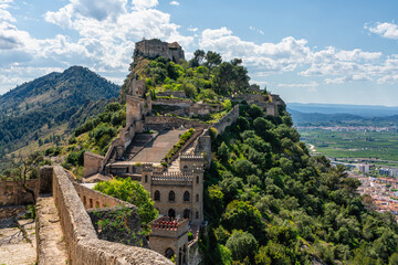 Fototapeta premium Scenographic view in the marvelous Xativa Castle, Province of Valencia, Spain.