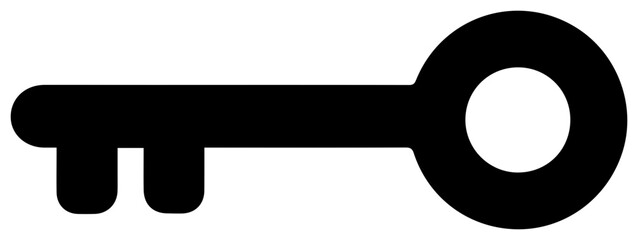 Fototapeta premium Minimalist black filled key icon representing security access control and digital authentication solutions graphics with black silhouette traditional