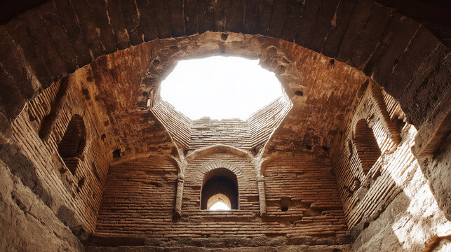 squinch. A stone squinch arch supporting a dome inside an ancient mosque. event programs, museum guides, designed for cultural heritage projects and event programs, preserves heritage.