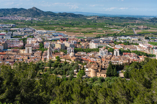 Panoramic view from the marvelous Xativa Castle, Province of Valencia, Spain.