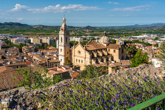 Panoramic view from the marvelous Xativa Castle, Province of Valencia, Spain.