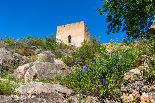 Scenographic view in the marvelous Xativa Castle, Province of Valencia, Spain.