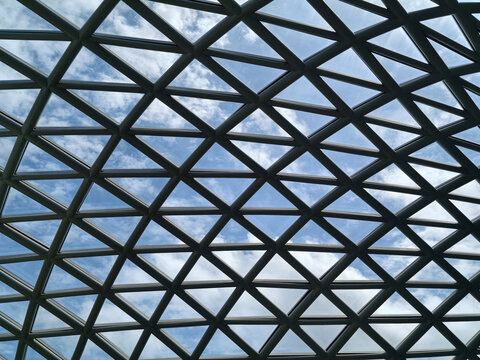 Modern infrastructure, Ceiling or roof structure grids design . art, background, detail, facade, cloud, engineer, interior, style, geometry, art, modern, modern style, grid, grids, glass panels
