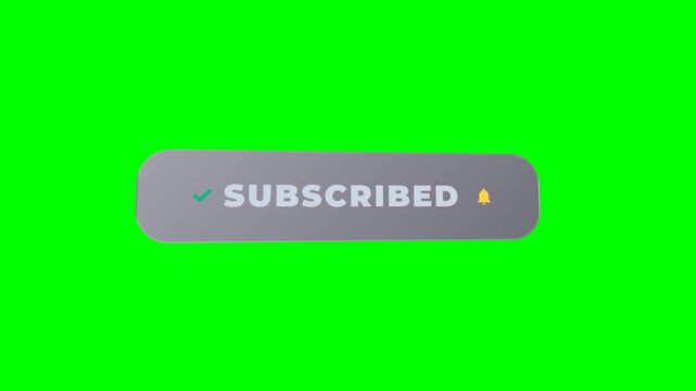 Flat social subscribe CTA card click on green screen