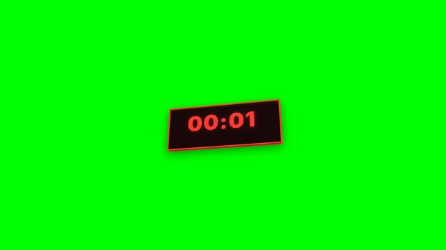 Digital countdown timer widget animation on green screen