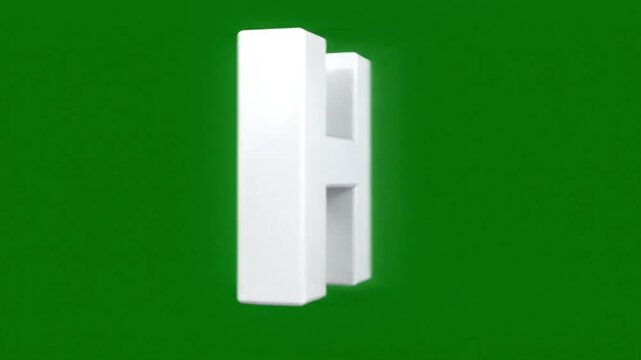A large white letter H on a solid green background in this informative video