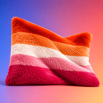 Soft furry waves in lesbian pride colors on gradient background