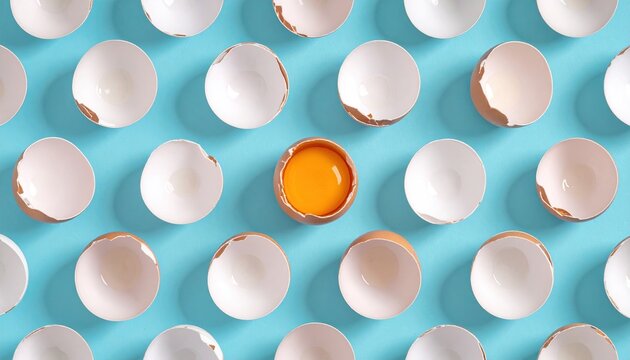 Eggshell abstract pattern on pastel blue background