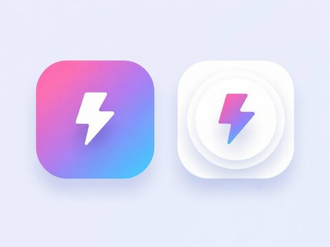 Modern flat lightning bolt icon with gradient and 3d effect