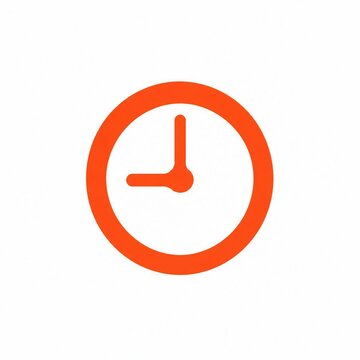 Orange clock icon with hour and minute hands showing time