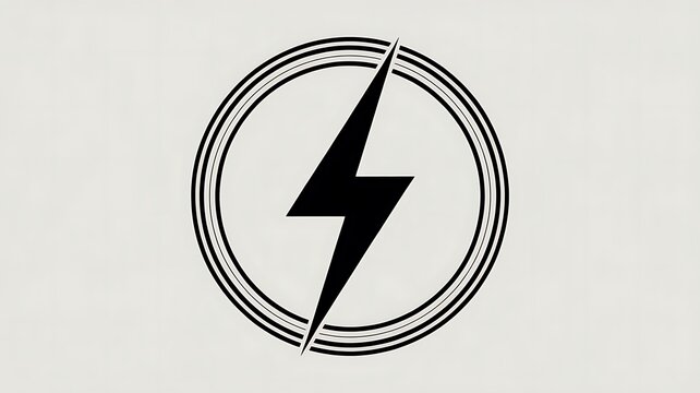 Black lightning bolt symbol inside a circular frame