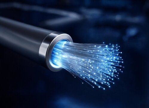 Fiber Optic Cable Light Transmission Technology Illustration for Data Connectivity