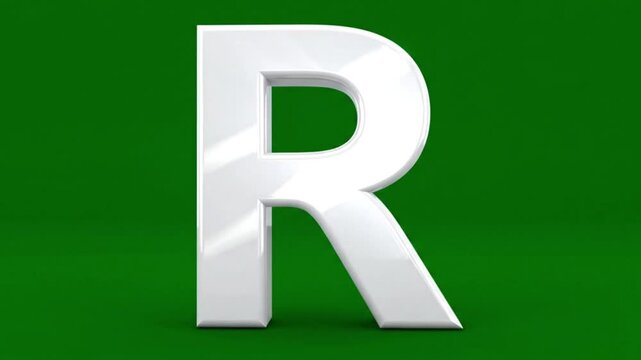 A large white letter R on a green background in this promotional video