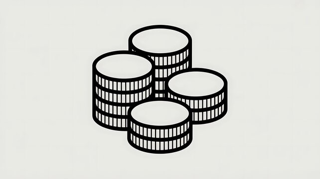 Stack of gold coins isometric outline vector icon
