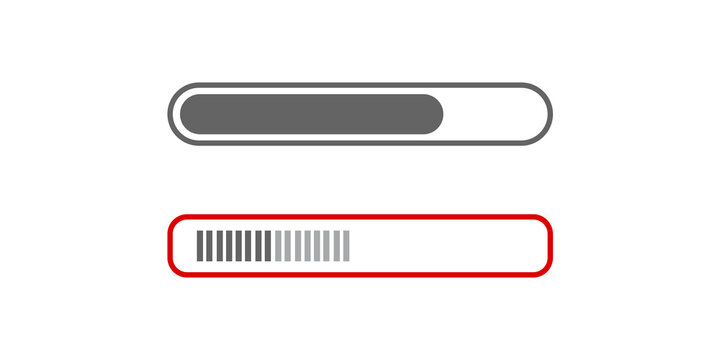 Modern digital loading progress bars isolated on transparent background for web ui design