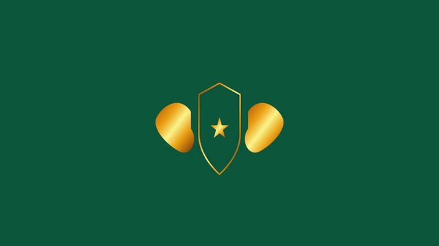 Luxurious golden abstract elephant head logo featuring a central shield with a star ideal for corporate branding security and premium identity