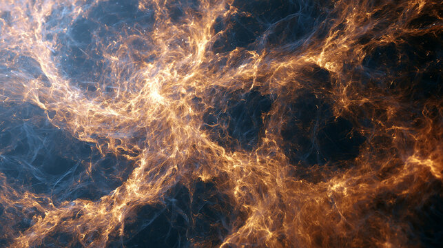 Orange Energy Network Spreading Across Dark Blue Space