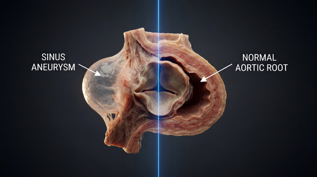 Sinus aneurysm shown beside normal aortic root