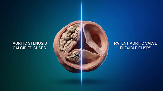 Aortic valve comparison showing stenosis and patent states