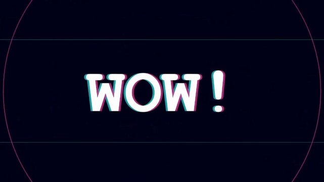 A bold WOW text with a modern digital glitch effect perfect for expressing surprise excitement or a technological error in various media