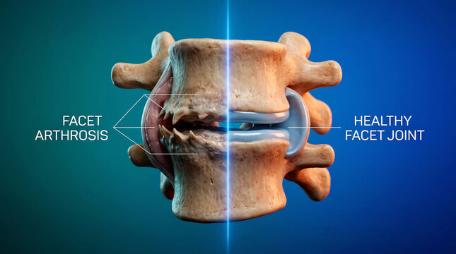Facet joint arthritis comparison in spinal anatomy