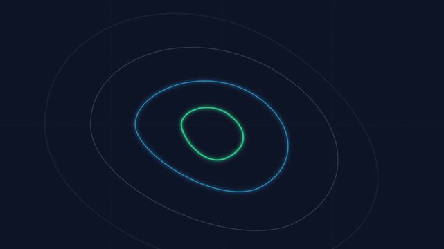 Abstract digital background featuring glowing concentric blue and green rings creating a futuristic and minimalist design element for technology concepts
