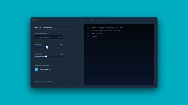 Coding Interface UI Animation with Font Size Slider and Code Preview