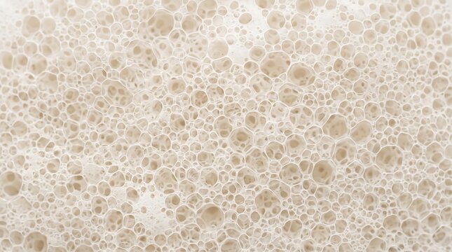 Macro foam bubbles background for cleaning liquid and soap. White textured surface texture for water detergent fluid substance