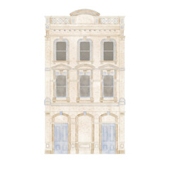 Fototapeta premium Watercolor hand drawn vintage building