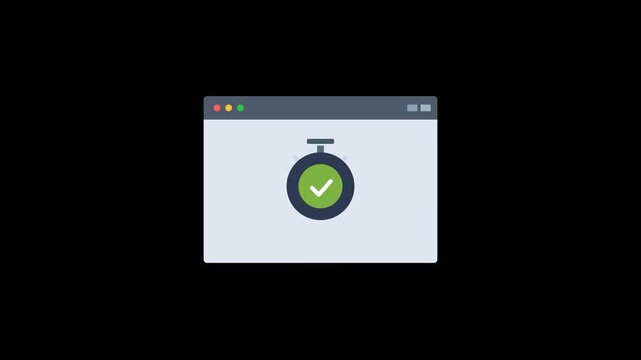 Digital Stopwatch with Checkmark Inside Browser Window Interface.
