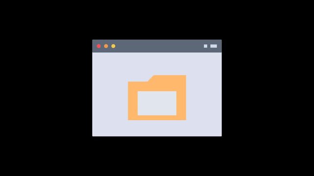 Digital Folder Icon Animation on Computer Window Interface.