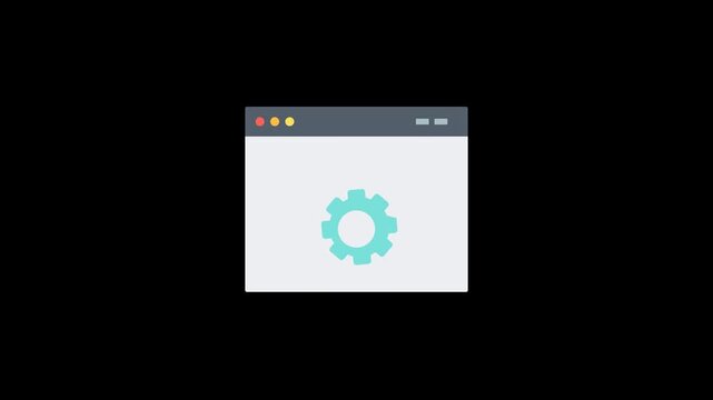 Browser Window with Spinning Gear Icon Representing Settings or Processing.