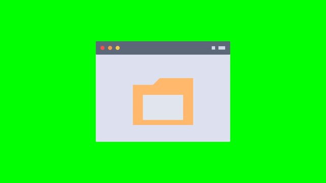 Folder Icon Animation on Green Screen, Digital File Management Concept.
