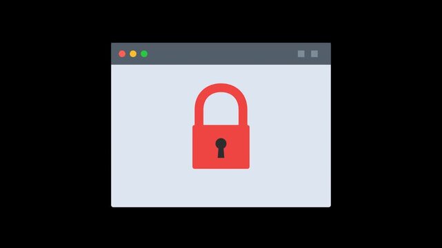 Secure Browser Window with Red Padlock Icon for Online Data Protection and Privacy.
