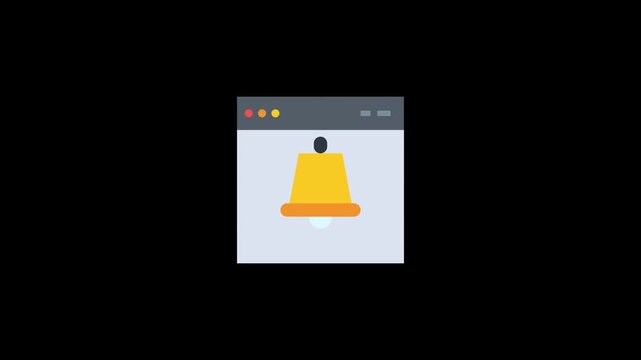 Notification Bell Icon in Browser Window - Digital Alert Concept.