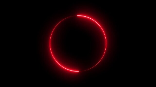 Neon red light forming circle animation loop. Neon circle frame loading icon. Abstract circle loading frame animation. circle glow border concept on the transparent background. 4K video
