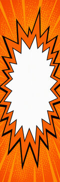 Comic style pop art explosion frame in vibrant orange background