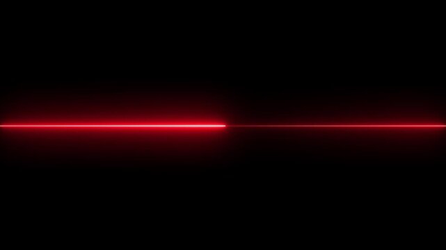Straight neon lazer line color red black background. A dark scene with a vibrant thin red line resembling a laser beam stretching horizontally across the frame.