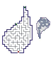 Fototapeta premium Maze challenge with answers in the shape of a water drop