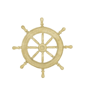 Watercolor vintage boat steering wheel 