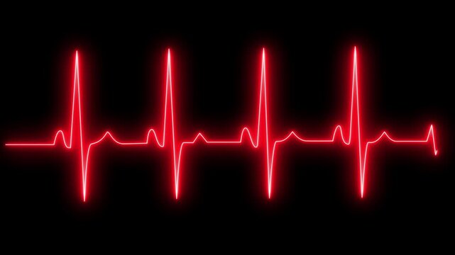 Heart beat pulse electrocardiogram show heart beat line icon animated video, One pulse line. ECG heart rate monitor, ECG monitor. Representing life, health, and medical science.