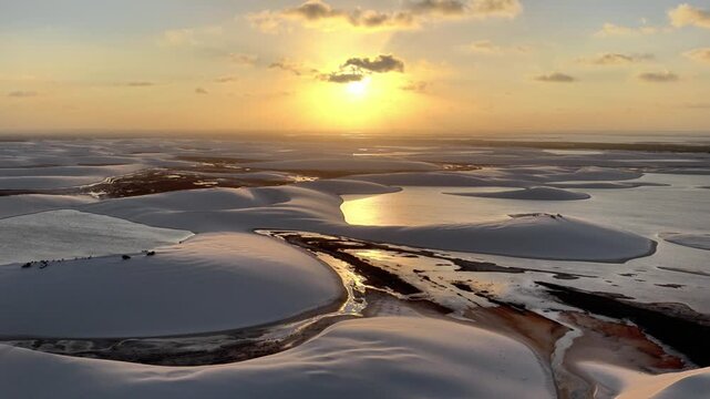 Gliding Through Sunset Lagoon Channels at Len&ccedil;&oacute;is Maranhenses