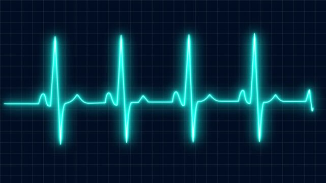 Sky Blue color EKG heart line monitor. Emergency EKG monitoring. pulse line. ECG heartbeat monitor. Motion graphics of Electrocardiogram Medical. 4K video