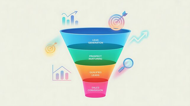 Sales and marketing funnel strategies 4 stages infographic template. Business Presentation, Strategy, Plan and Plan. Vector illustration.