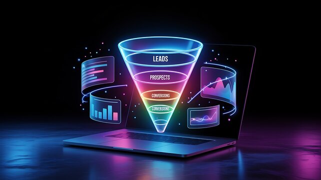 Sales and marketing funnel strategies 4 stages infographic template. Business Presentation, Strategy, Plan and Plan. Vector illustration.