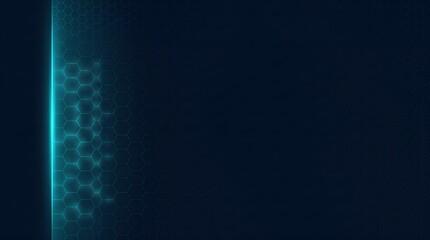 Fototapeta premium Dark Background with Vertical Left Border and and Glowing Cyan Digital Data Data Circuit current current Grid on Left Side